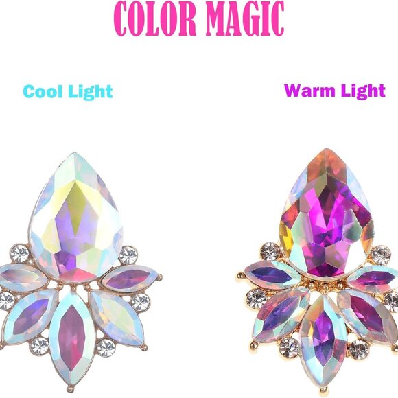 Vintage Rhinestone Earrings Fancy Crystal Cluster Drop Earrings Art Deco Earring - Picture 5 of 8